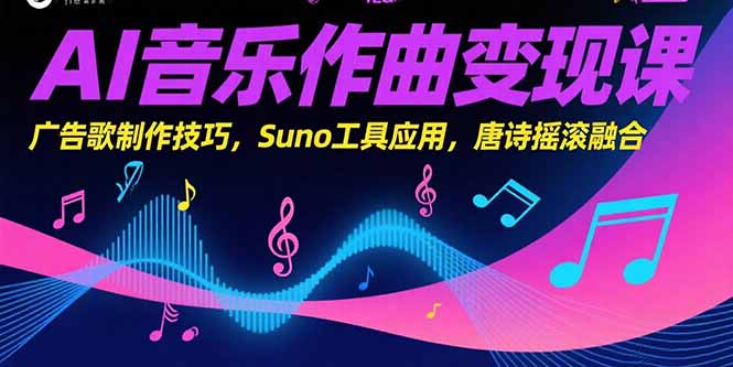 AI音乐作曲变现课，广告歌制作技巧，Suno工具应用，唐诗摇滚融合-源创极客