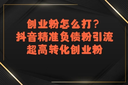 创业粉怎么打？抖音精准负债粉引流，超高转化创业粉-源创极客