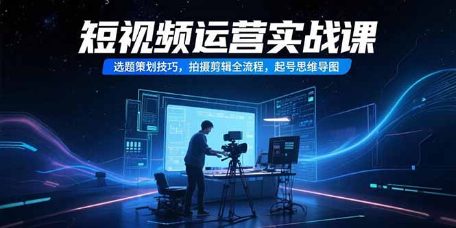 短视频运营实战课，选题策划技巧，拍摄剪辑全流程，起号思维导图-源创极客