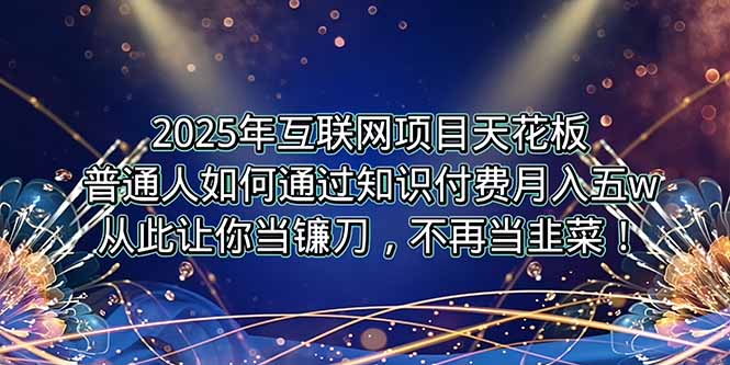 2025年互联网项目天花板，普通人如何通过卖项目实现逆风翻盘，月入5W＋！-源创极客