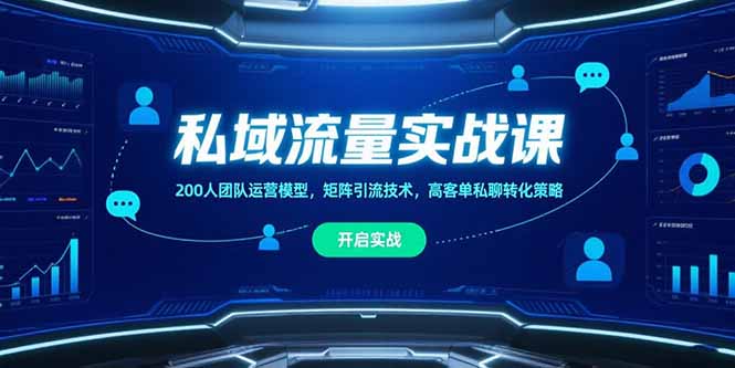 私域流量实战课，200人团队运营模型，矩阵引流技术，高客单私聊转化策略-源创极客
