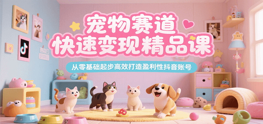 宠物赛道快速变现精品课，从零基础起步高效打造盈利性抖音账号-源创极客
