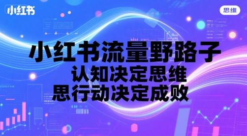 小红书流量野路子，认知决定思维，思维决定行动，行动决定成败-源创极客