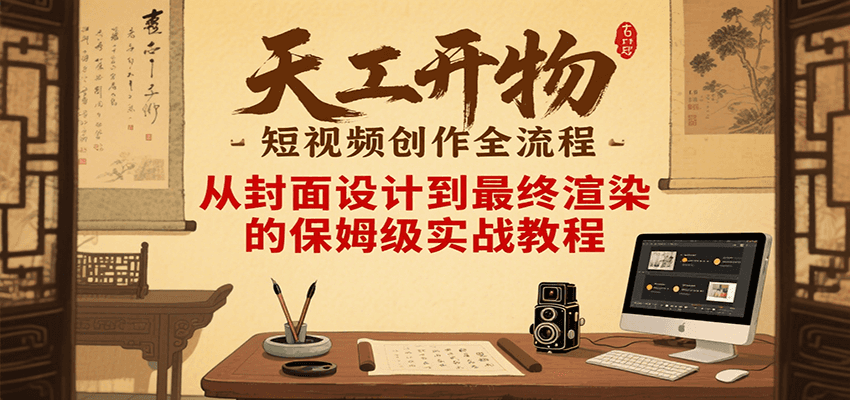 天工开物短视频创作全流程，从封面设计到最终渲染的保姆级实战教程-源创极客