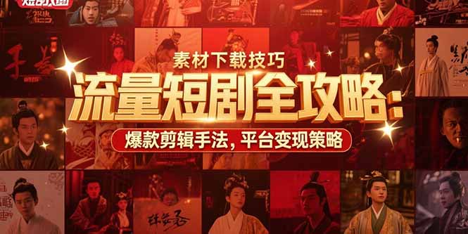 流量短剧全攻略：素材下载技巧，爆款剪辑手法，平台变现策略-源创极客
