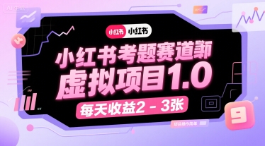 小红书考题赛道虚拟项目1.0，项目操作简单，每天收益2-3张-源创极客