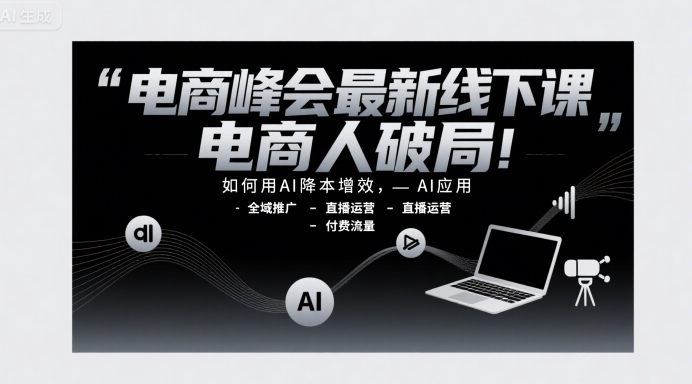 电商峰会最新线下课，电商人破局，如何用AI降本增效，AI应用-全域推广-直播运营-付费流量-源创极客