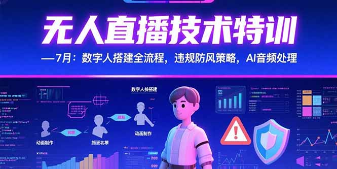 无人直播技术特训-7月：数字人搭建全流程，违规防风策略，AI音频处理-源创极客