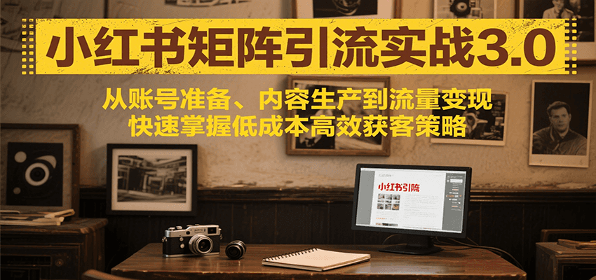 小红书矩阵引流3.0，从账号准备、内容生产到流量变现，快速掌握低成本高效获客策略-源创极客