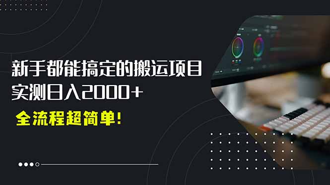 平台主动扶持的新风口，0基础轻松起号，搬运剪辑日入2000+！-源创极客