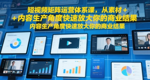 短视频矩阵运营体系课，从素材+内容生产角度快速放大你的商业结果-源创极客
