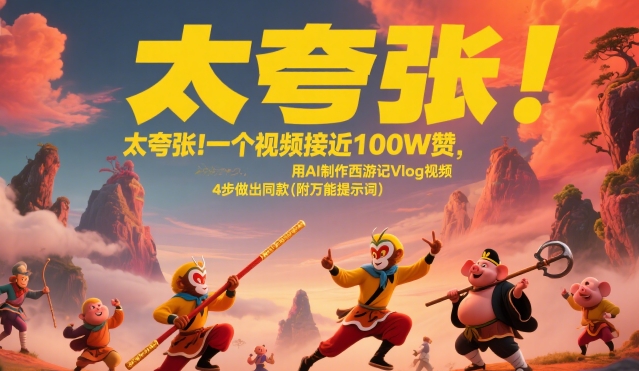 太夸张！一个视频接近100W赞，用AI制作西游记Vlog视频，全流程拆解来了(附万能提示词)-源创极客