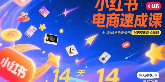 小红书虚拟电商速成课：个人定位分析，原创产品开发，14天变现路径规划-源创极客