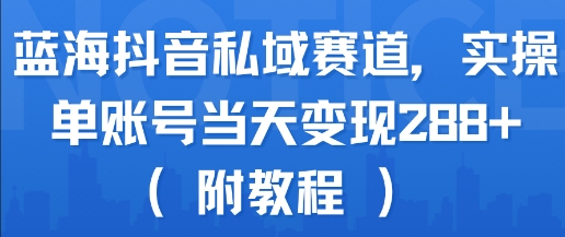 蓝海抖音私域赛道，实操单账号当天变现288+(附教程)-源创极客