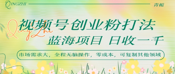 视频号创业粉打法，日入1k，蓝海项目，市场需求大，全程无脑操作，可复制-源创极客
