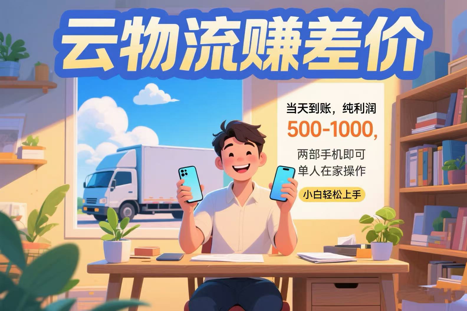 云物流赚差价 当天到账纯利润500-1000 两部手机即可 可单人在家操作 小...-源创极客