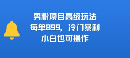 男粉项目高级玩法，每单899，冷门暴利，小白也可操作-源创极客