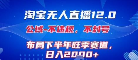 淘宝无人直播12.0，不封号，不违规，布局下半年旺季赛道，日入1k+(独家技术)【揭秘】-源创极客