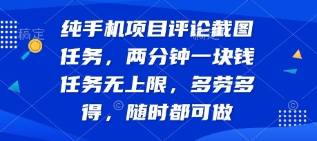 纯手机项目评论截图任务，两分钟一块钱 任务无上限多劳多得，随时随地都能做【揭秘】-源创极客