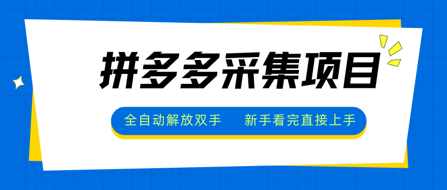 拼多多采集项目，全自动解放双手，单号日入30+-源创极客