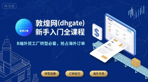 敦煌网(dhgate)新手入门全课程，B端外贸工厂转型必看，抢占海外订单-源创极客