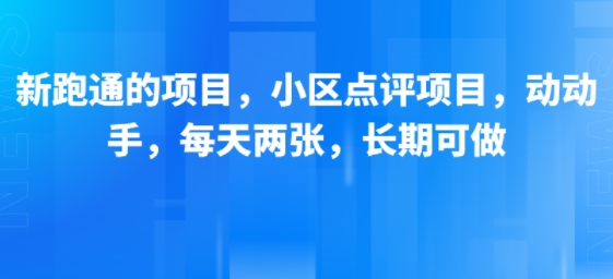 新跑通的项目，小区点评项目，动动手，每天两张，长期可做-源创极客