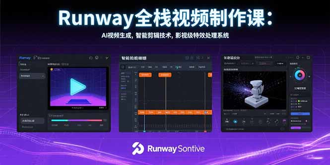 Runway全栈视频制作课：AI视频生成，智能剪辑技术，影视级特效处理系统-源创极客