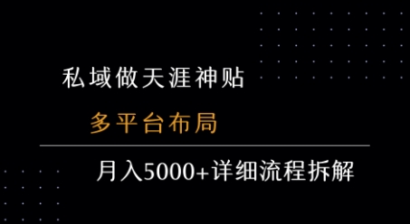 私域做天涯神贴 多平台布局 月入5k+详细流程拆解-源创极客