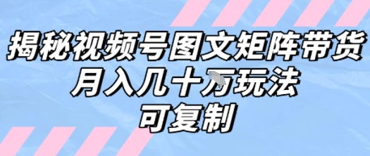 解密视频号图文矩阵带货，月入几个W的打法，可复制-源创极客