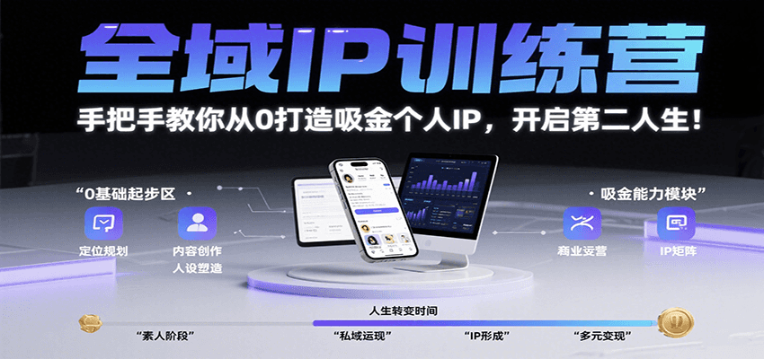 全域IP训练营，手把手教你从0打造吸金个人IP，开启第二人生！-源创极客