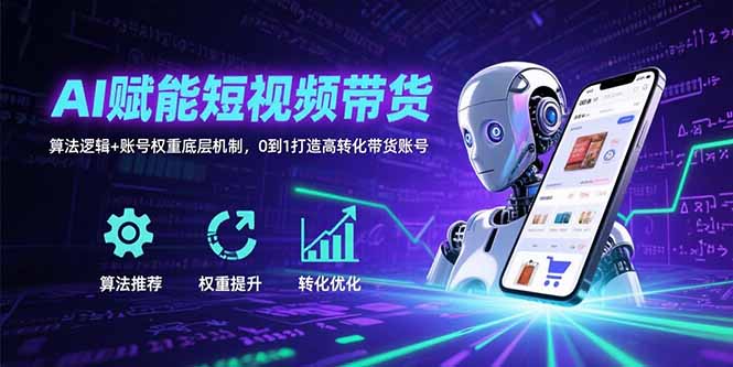 AI赋能短视频带货：算法逻辑+账号权重底层机制，0到1打造高转化带货账号-源创极客