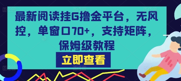 最新阅读挂G撸金平台，无风控，单窗口70+，支持矩阵，保姆级教程【揭秘】-源创极客