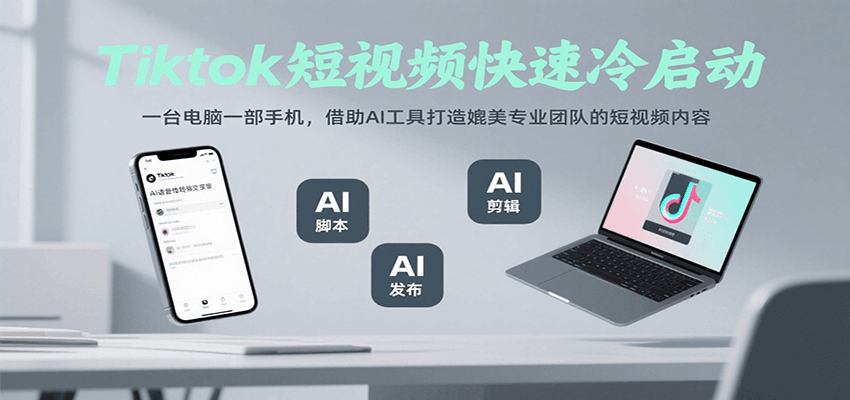 Tiktok短视频快速冷启动，一台电脑一部手机，借助AI工具打造媲美专业团队的短视频内容-源创极客