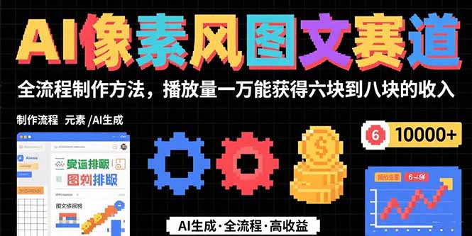 AI像素风图文赛道：全流程制作方法，播放量一万能获得6块到8块的收入-源创极客
