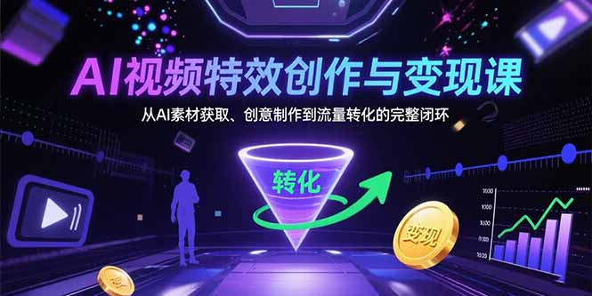 AI视频特效创作与变现课：从AI素材获取、创意制作到流量转化的完整闭环-源创极客