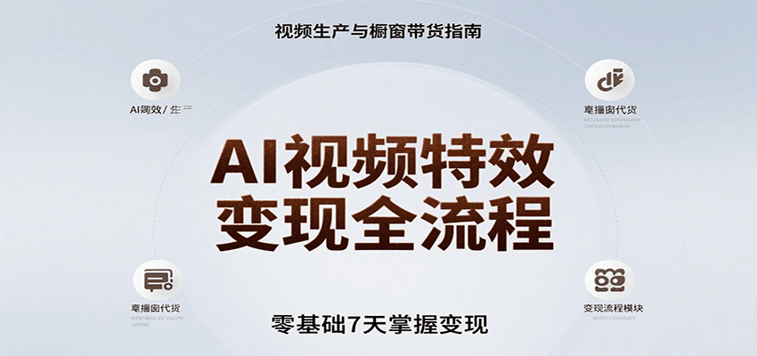 AI视频特效变现全流程，零基础7天掌握视频生产到橱窗带货变现-源创极客