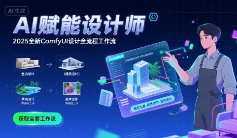 AI赋能设计师， 2025全新comfyui设计全流程工作流 ，室内-建筑-景观-美术，零基础直接上手-源创极客