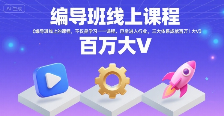 编导班线上课程，不仅是学习一门课程，更是进入一个行业，三大体系成就百万大V-源创极客