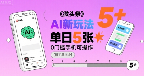 微头条AI新玩法，小白单日5张+，0门槛手机可操作【附工具指令】-源创极客