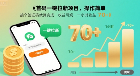 首码一键拉新项目，操作简单，接个验证码就算完成，收益可观， 一小时收益70+【揭秘】-源创极客