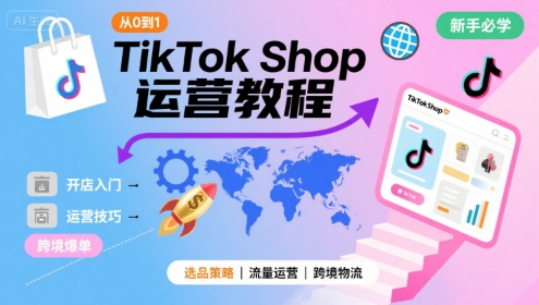 TikTok Shop从0到1运营教程，TikTok跨境电商新手必学课程-源创极客