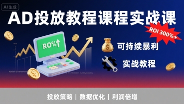 AD投放教程课程实战课，实现广告ROI300%+可持续暴利-源创极客