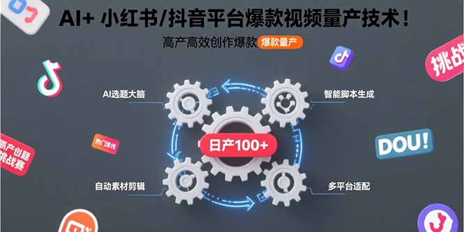 AI+小红书/抖音平台爆款视频量产技术：高产高效创作爆款视频！-源创极客
