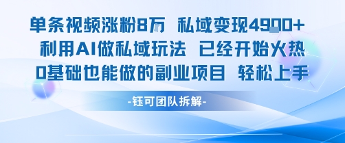 单条视频私域变现4.9k+利用AI做私域玩法 已经开始火热0基础也能做的副业项目轻松上手-源创极客