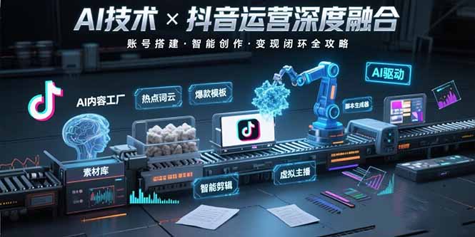 AI技术与抖音运营的深度融合应用：涵盖账号搭建、内容创作、收益变现等-源创极客