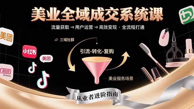 美业全域成交系统课程：帮助美业从业者打通从流量获取到高效变现全流程-源创极客
