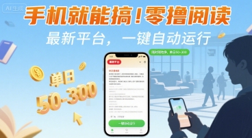 手机就能搞！零撸阅读挂G，最新平台，一键自动运行，随时随地挣，单日50-3张+【揭秘】-源创极客