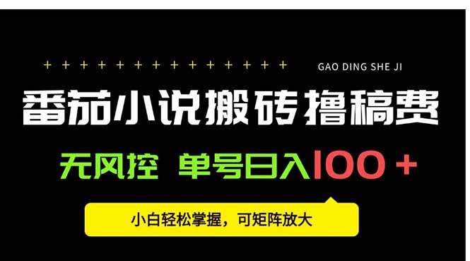 番茄小说创作人搬砖赚稿费，无风控单号日入100＋，小白轻松掌握，可矩...-源创极客