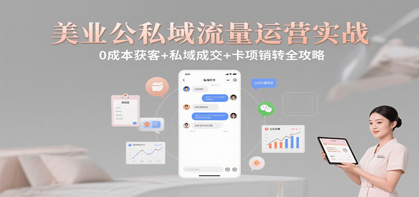 美业公私域流量运营实战：0成本获客+私域成交+卡项销转全攻略-源创极客