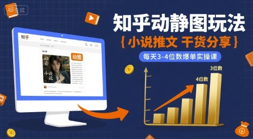 小说推文干货分享之知乎动静图玩法，每天3-4位数爆单实操课-源创极客